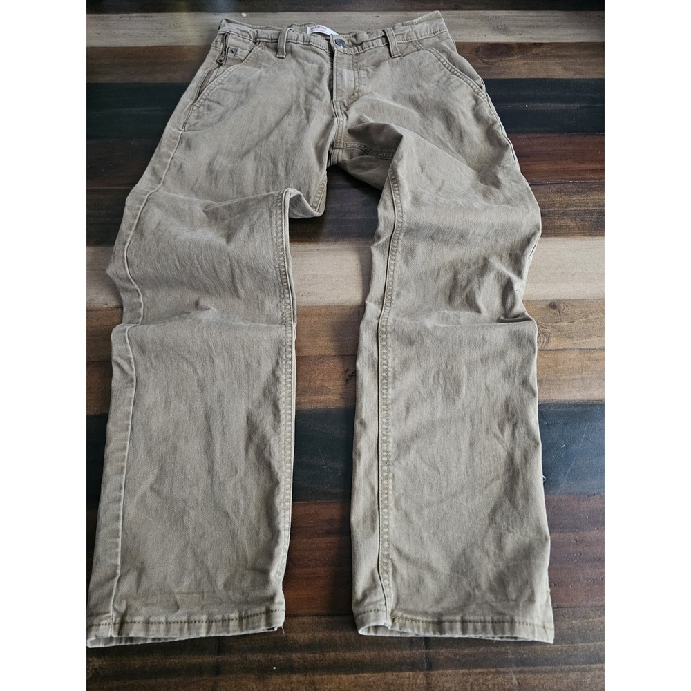 Levi Strauss Signature Athletic Mens Pants W29 L30 Khaki Tan Zip Pockets 0001